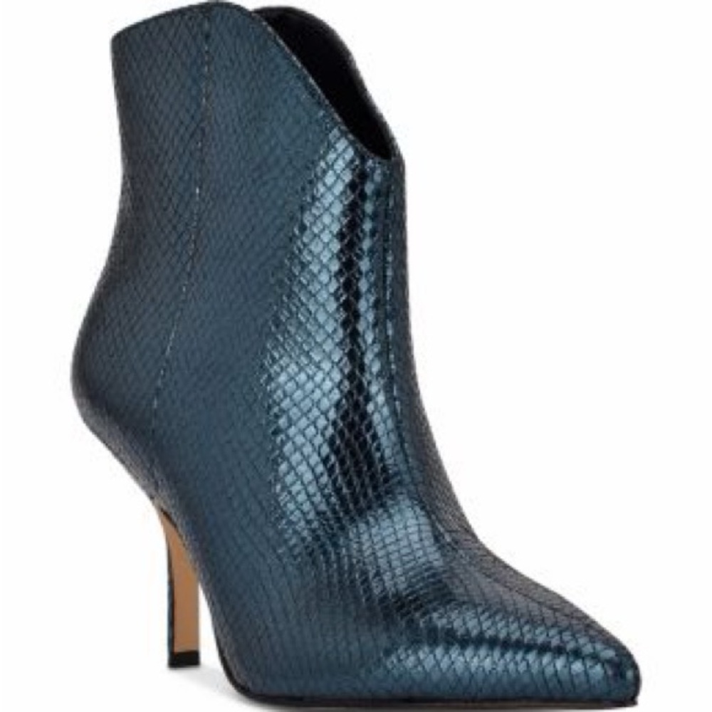 Marc Fisher Blue Snakeskin Ankle Boots